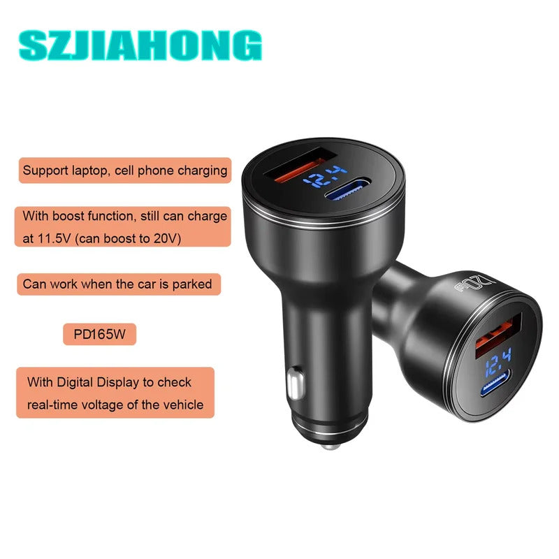 Starlink MINI PD165W Car Power Ddapter Universal Car Charger Fast Charging Adapter Cigar Lighter Socket with Digital Display