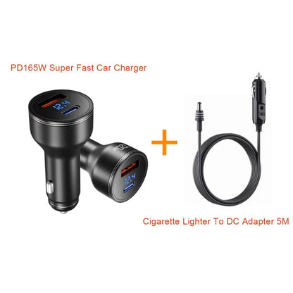 Super Fast PD165W Car Charger Set Cigarette Lighter Fast Charger for Android Laptops MacBook iPad iPhone Samsung Xiaomi Huawei