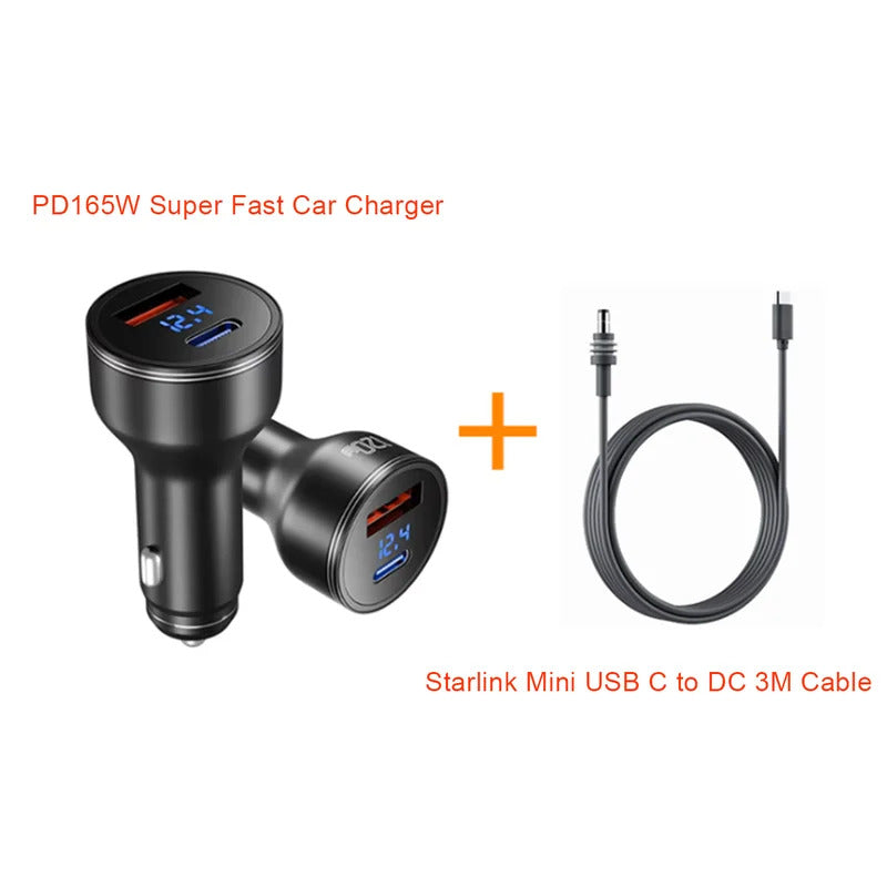 For Starlink Mini PD165W Super Fast For StarLink Space-x Mini USBC To DC Cable Cigarette Lighter Charger Adapter Power Supply