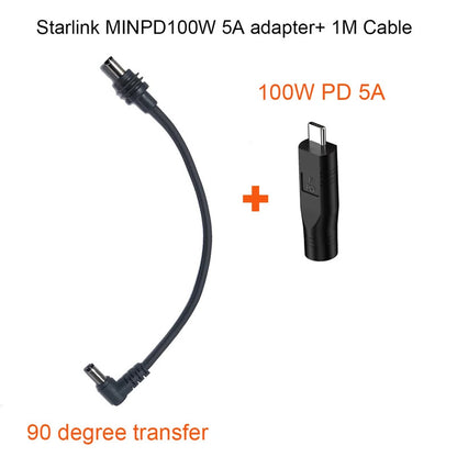 Starlink Mini Ethernet DC Power Cable with USB C to DC Adapter Compatible with 100W PD 20V Protocol Power Supply Charging Cord