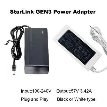 57V 3.42A Power Aadapter For Starlink Gen 3 Cable Ethernet 2.5M 8.2FT Cable Charger Cord Original Electrical Socket And Plug OEM